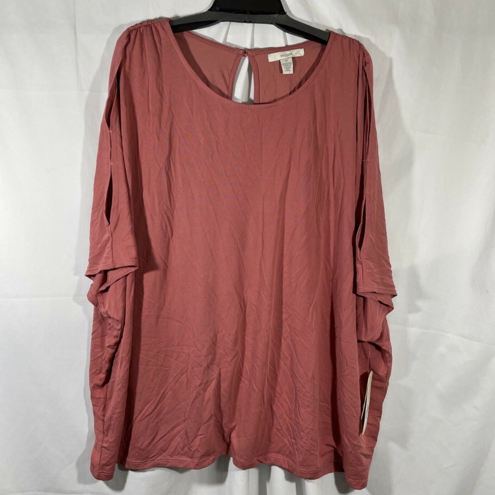 NWT Sejour [ PLUS SZ‎ 2X ] Cutout Sleeve Tee Top in Rust Spice